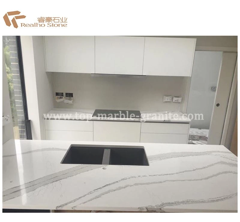 Calacatta White Quartz Kitchen Countertop