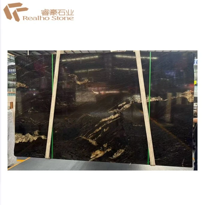 Brazil Universe Gold Marble---Black Marble Slab For Countertops Flooring Tiles Wall Claddings high quality