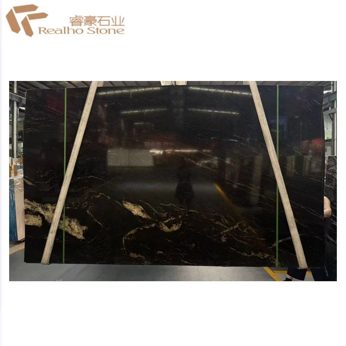 Brazil Universe Gold Marble---Black Marble Slab For Countertops Flooring Tiles Wall Claddings suppliers