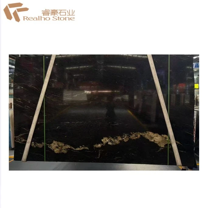 Brazil Universe Gold Marble---Black Marble Slab For Countertops Flooring Tiles Wall Claddings best
