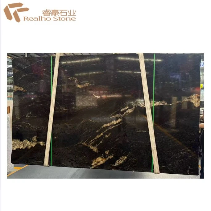 Brazil Universe Gold Marble---Black Marble Slab For Countertops Flooring Tiles Wall Claddings price