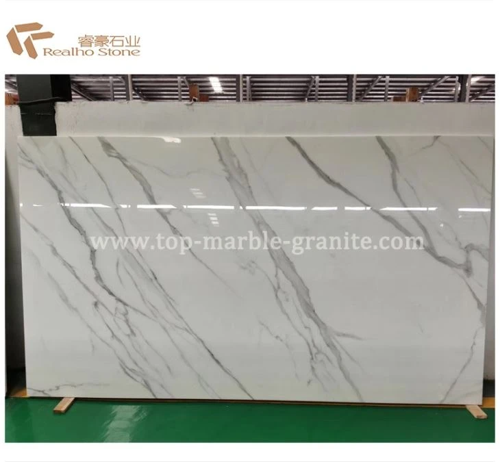 Calacatta White Crystallized Nano Glass Stone Countertop for Kitchen