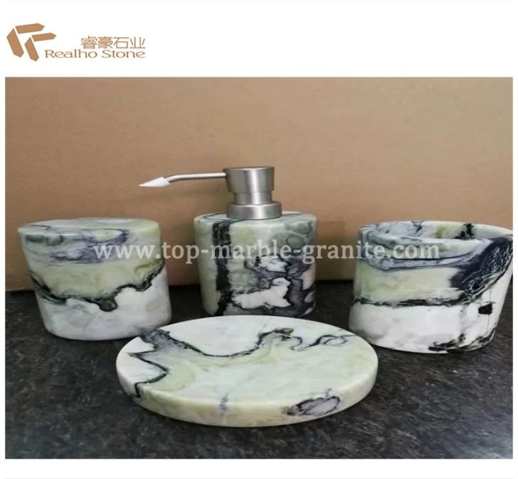 OEM White Jade Stone Toilet Accessories Bathroom Accessory Set