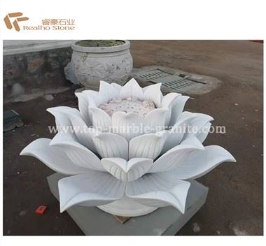 Escultura de estátuas de flor de lótus em mármore branco